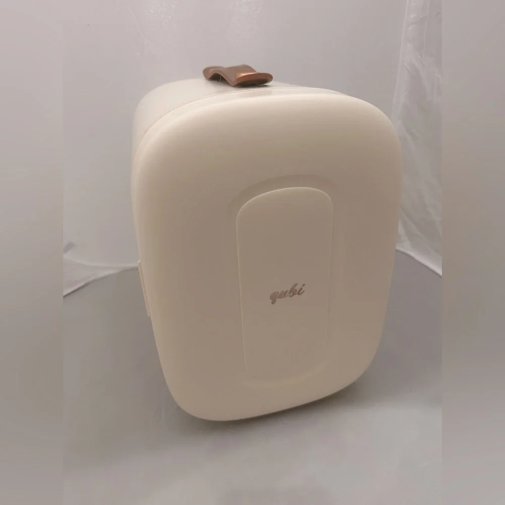 Qubi | Cream Portable Storage Case with Leather Top Handle